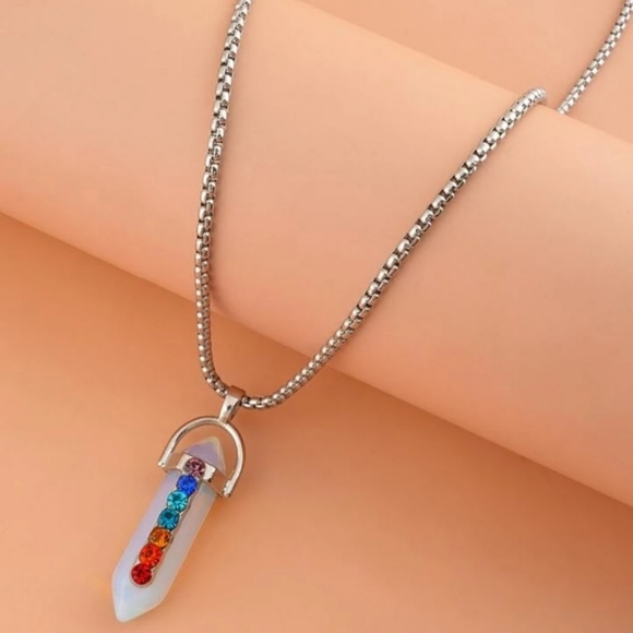 Male a wish necklace.  With stone with multicolors. DISCOUNT SHIPPING INCLUDED! - Picture 3 of 3